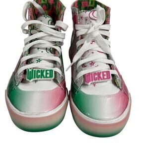 Wicked Ground Up High Top Sneakers Pink Green Glitter Elphaba Glinda Women’s 7.5